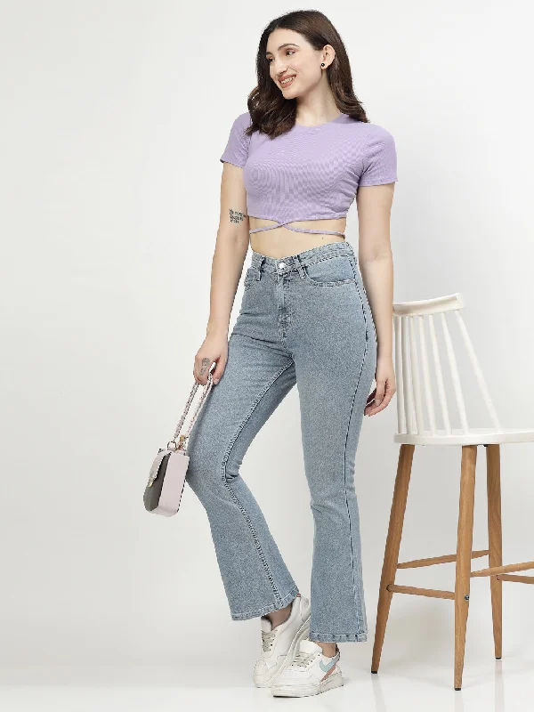 Bootcut Light Indigo Denim Jeans For Women