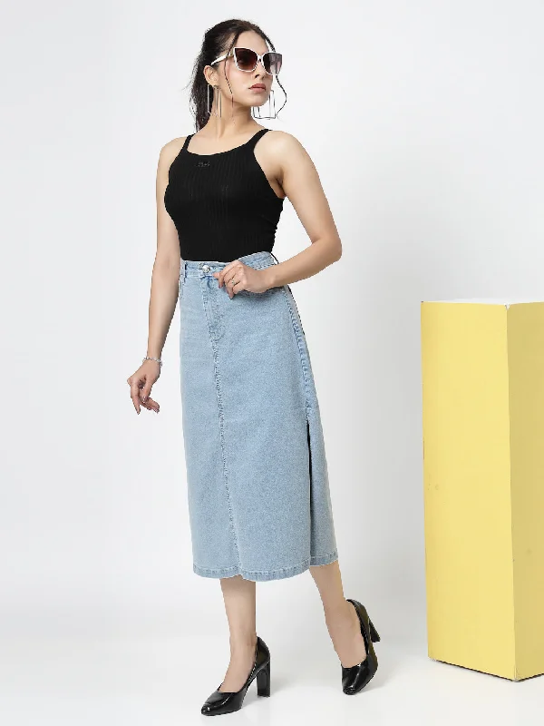 Light Indigo Denim Skirt For Women