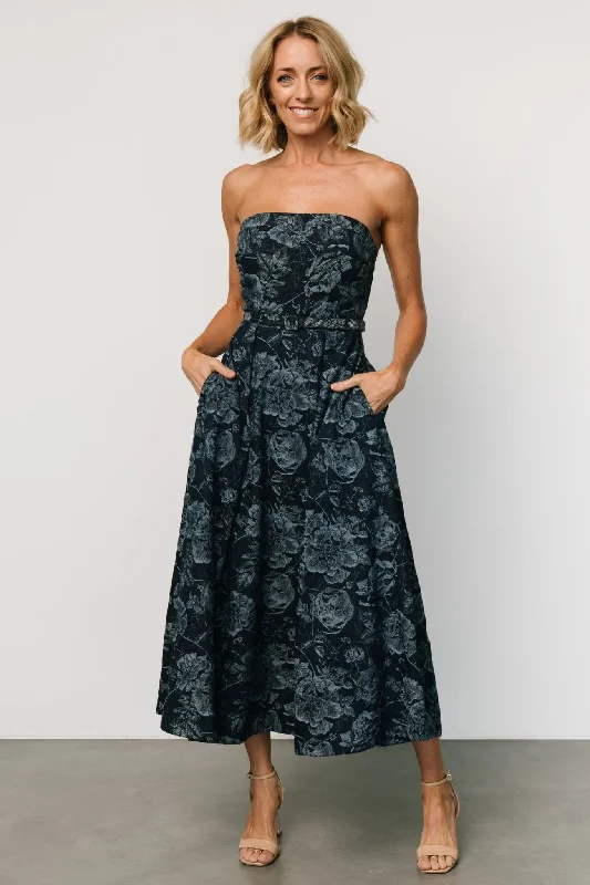 Darlene Strapless Denim Dress | Dark Blue