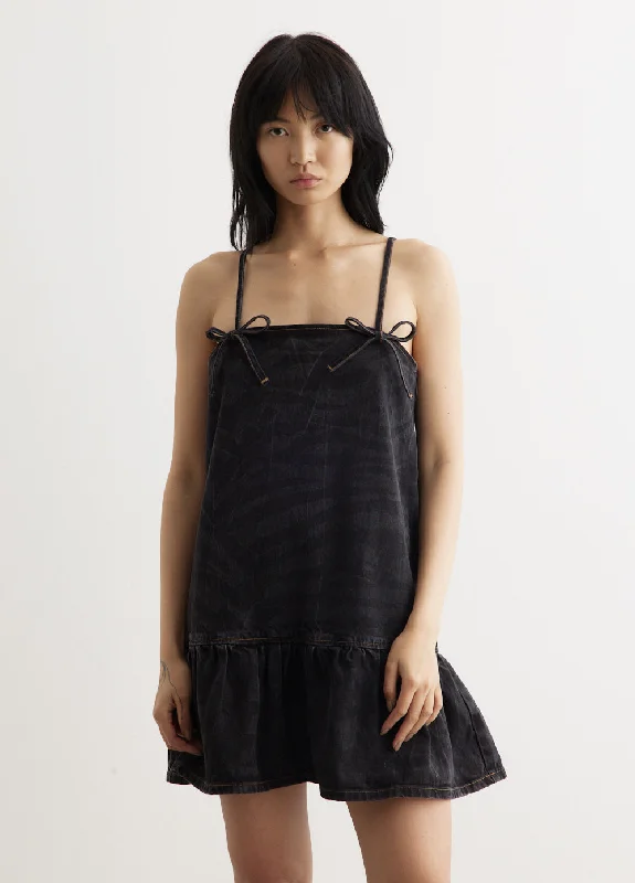 Laser Denim Strap Dress