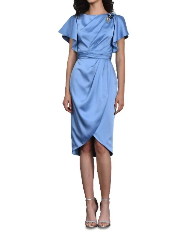 Charmeuse Cocktail Dress In Delphinium