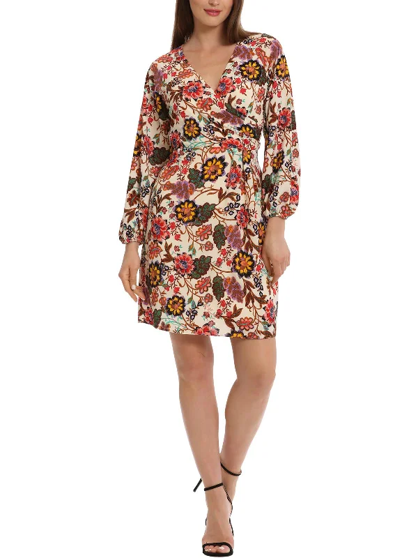 Womens Crepe Floral Cocktail and Party Dress