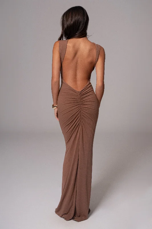 Pecan JLUXBASIX FRONT AND CENTER MAXI DRESS