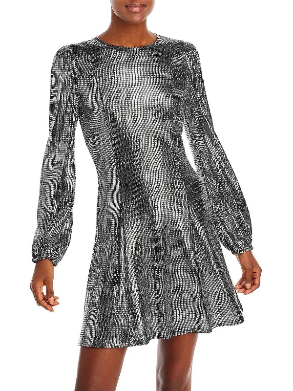 Womens Embellished Long Sleeve Cocktail and Party Dress