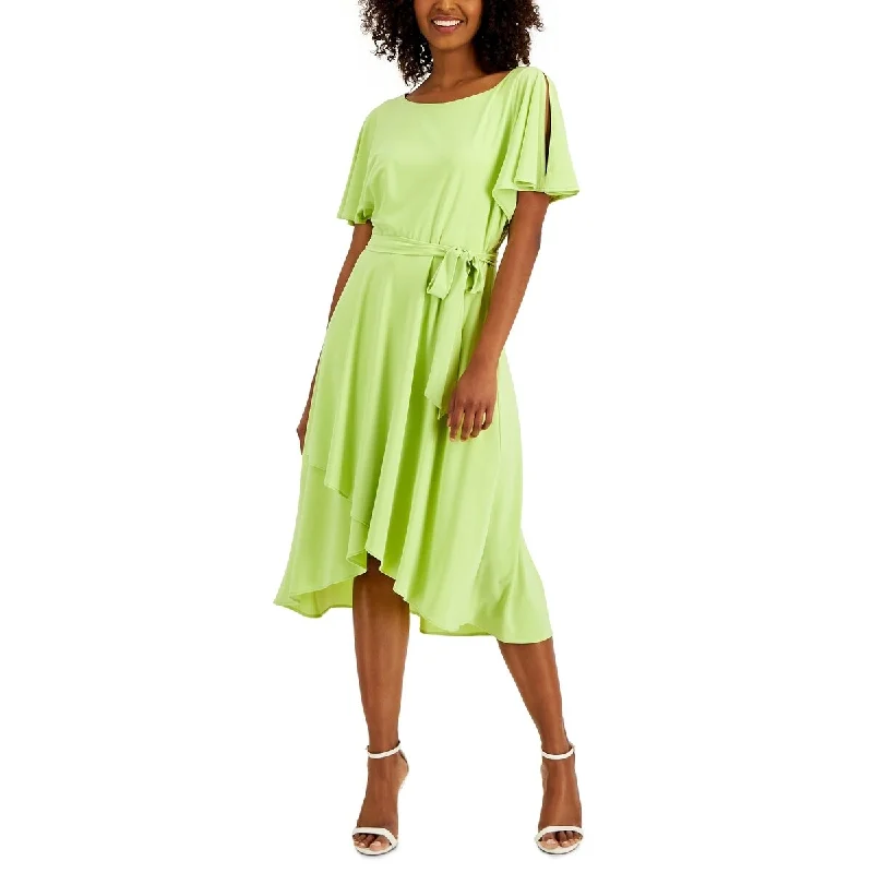 Anne Klein Women's Flutter Sleeve A Line Dress Green Size 4