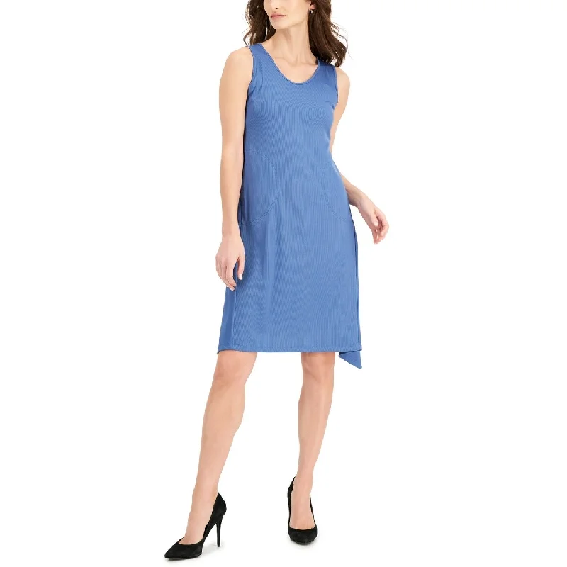 Anne Klein Women's Ribbed Knit A Line Dress Blue