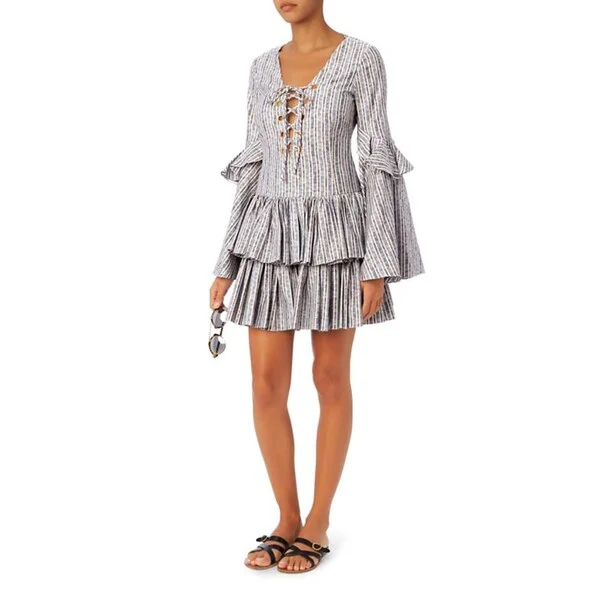 Caroline Constas Anastasia Striped Ruffle Dress