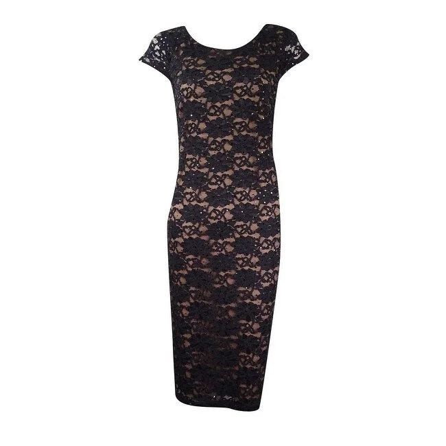 Connected Women's Lace Cowl-Back Sheath Dress