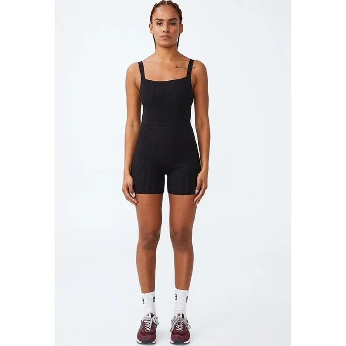 COTTON ON Women's Summer Knit Bike Onsie Romper Black Size X-Small