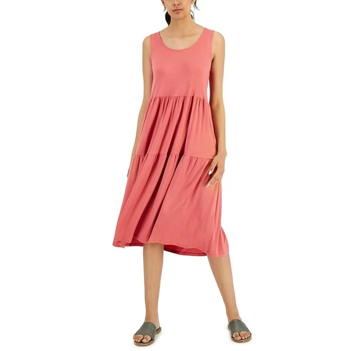 Eileen Fisher Women's Sleeveless Tiered Dress Pink Size Medium