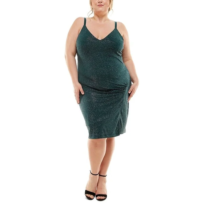 Emerald Sundae Women's V Neck Shimmer Dress Green Size 18W