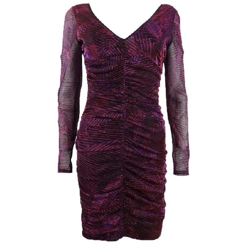 Guess Women's Metallic-Print Ruched Bodycon Dress (6, Multi)