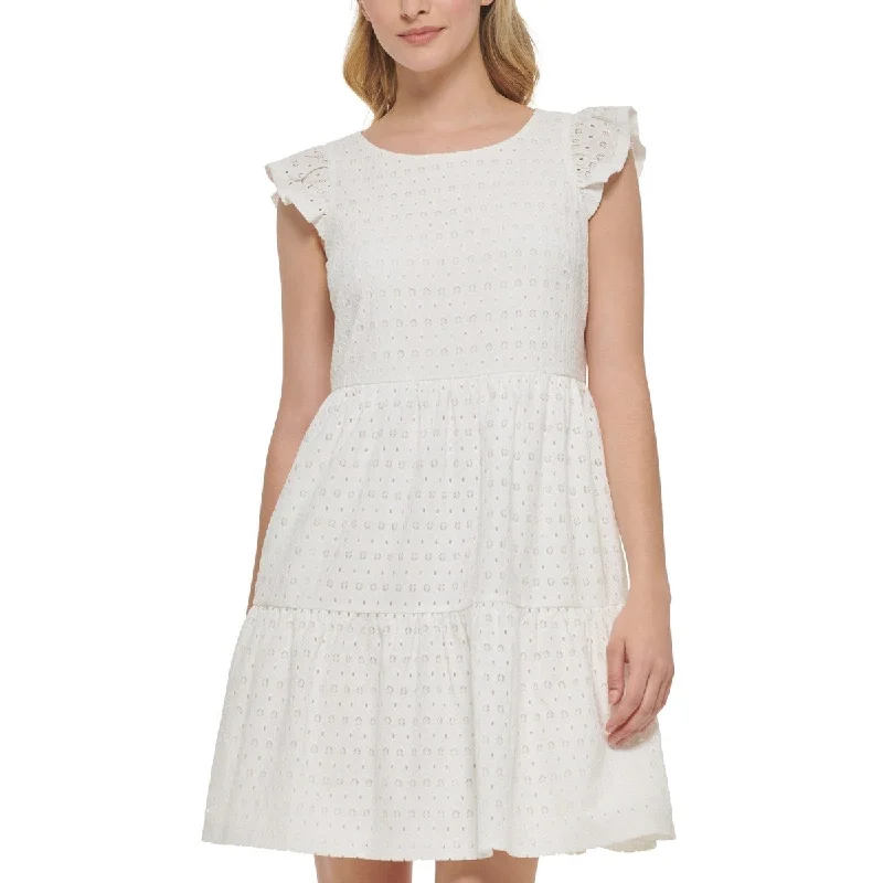 Jessica Howard Women's Eyelet Tiered Dress White Size 6