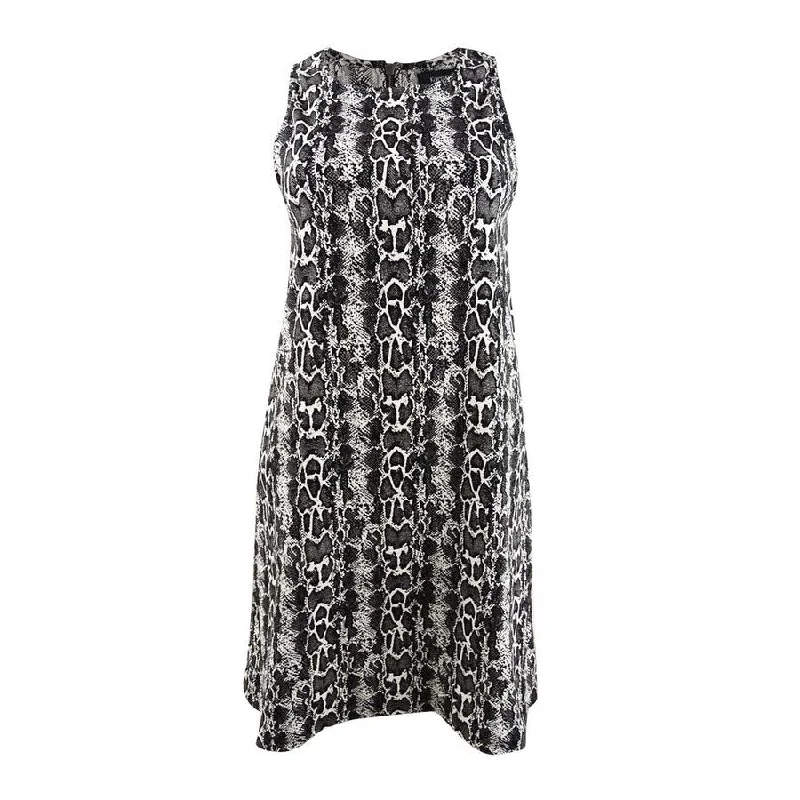 Karen Kane Women's Sleeveless Snake Printed A-Line Dress (XS, Black/White)