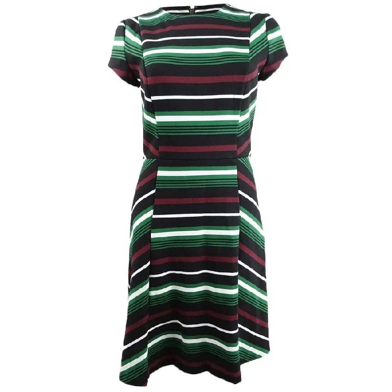 Michael Michael Kors Women's Striped A-Line Dress (4, Black Multi)