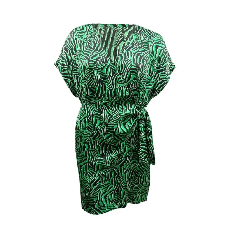 MICHAEL Michael Kors Women's Zebra-Print Tie Dress (M, Spring Green)