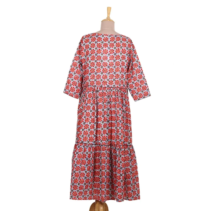 NOVICA Cotton print dress Modern Tradition