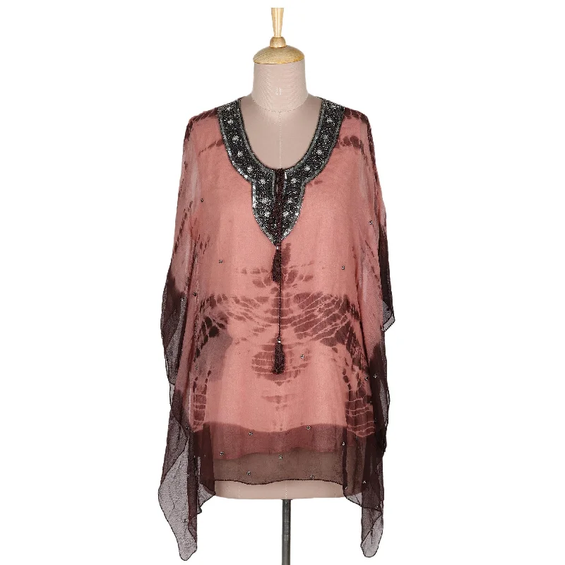 Novica Handmade Gaya Sparkles Embellished Tie-Dyed Caftan