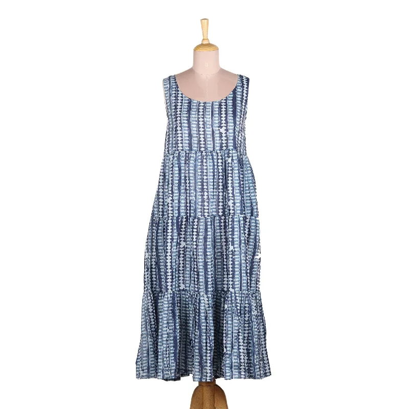 Novica Handmade Indian Indigo Cotton Sundress