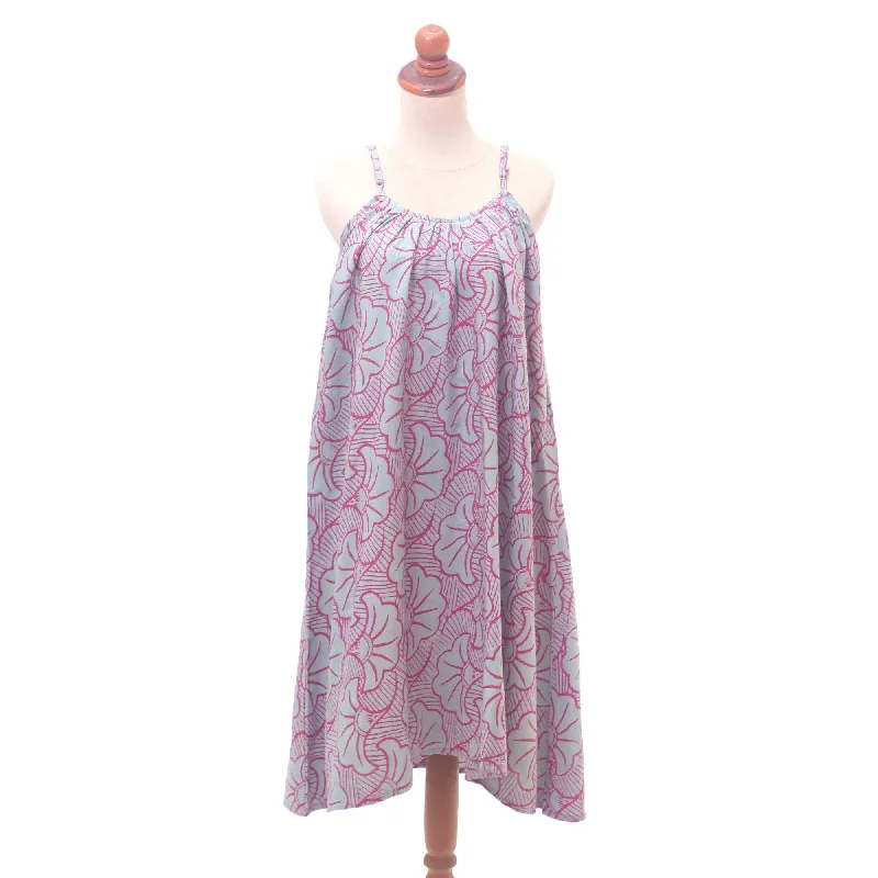 NOVICA Rayon batik sundress Gingko Leaf