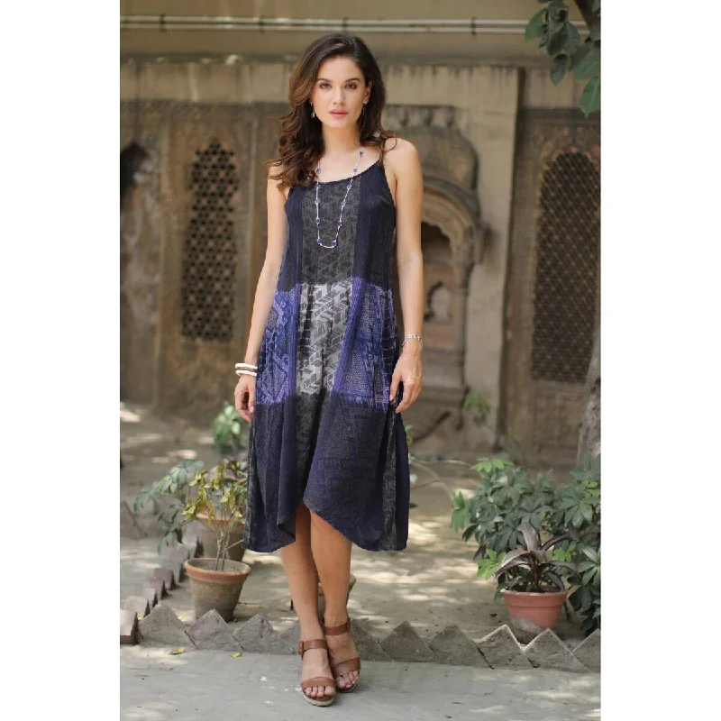 NOVICA Rayon sundress Blue Fusion