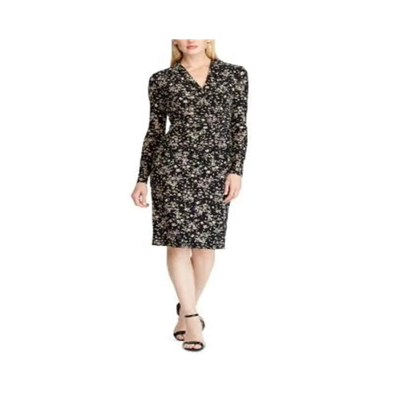 Ralph Lauren Women's Floral Jersey Dress Black Size 18