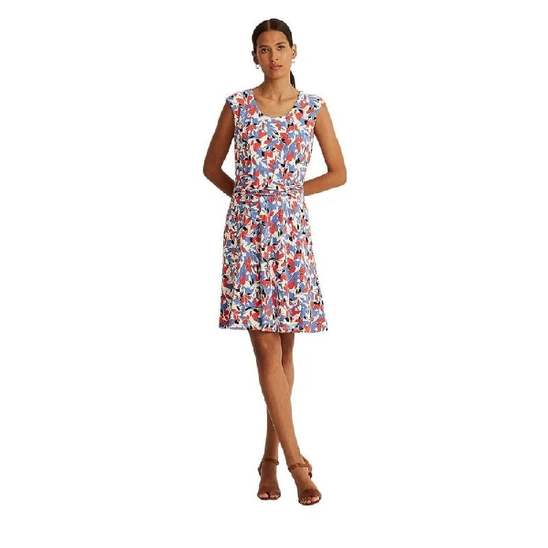 Ralph Lauren Women's Floral Jersey Dress Blue Size 12