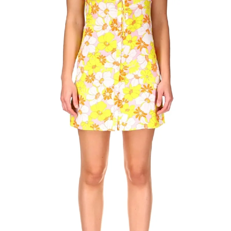 Sanctuary Women's High Heat Floral Linen Blend Sundress Yellow Size X-Large