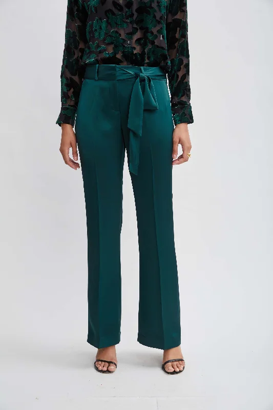 Satin Fit & Flare Sash Pant