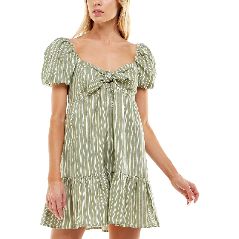 Speechless Junior's Striped Babydoll Dress Green Size X-Large