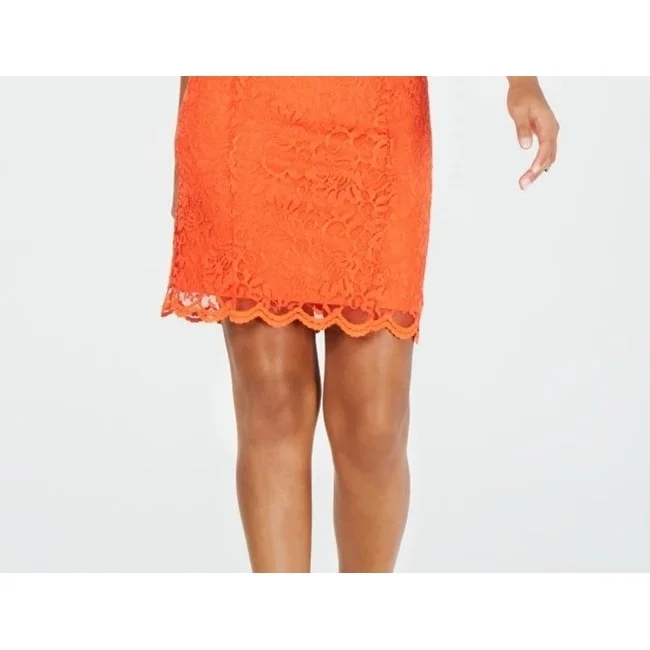 Thalia Sodi Women's Lace Sheath Dress Orange Size Medium