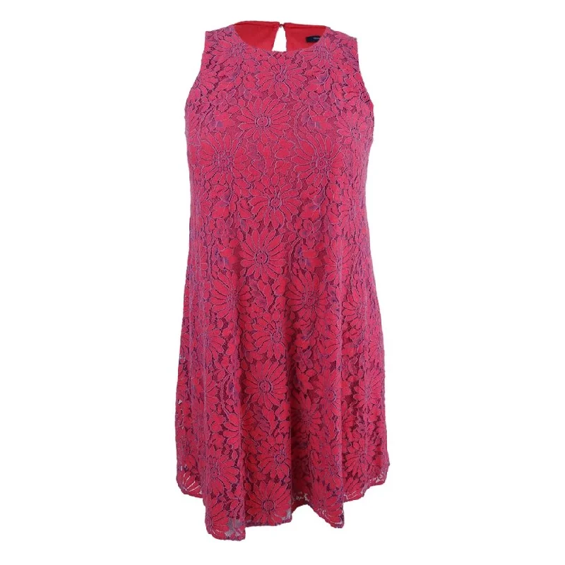 Tommy Hilfiger Women's Lace Shift Dress (10, Red Multi)