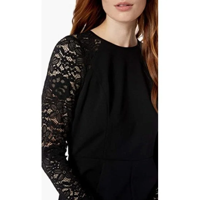 Tommy Hilfiger Women's Plus Size Lace-Sleeve A-Line Dress Black Size 14W