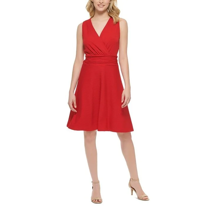 Tommy Hilfiger Women's Surplice Neck Dress Red Size 12