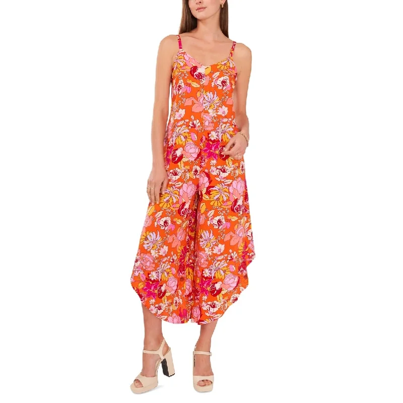 Vince Camuto Women's Floral Sleeveless Jumpsuit Orange Size X-Small