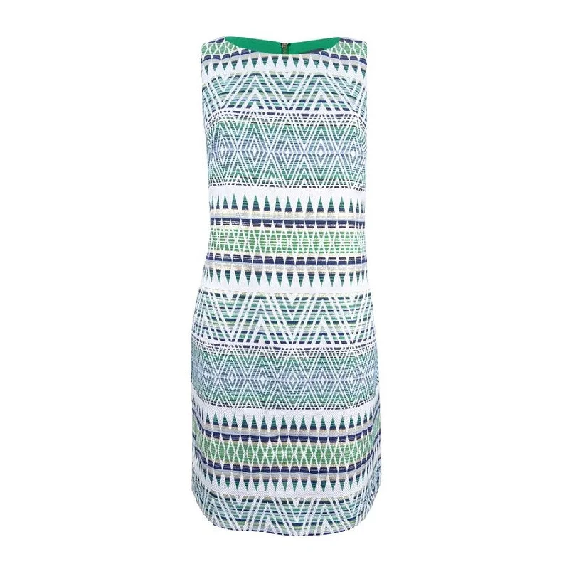 Vince Camuto Women's Geometric Jacquard Dress (10, Green/White)