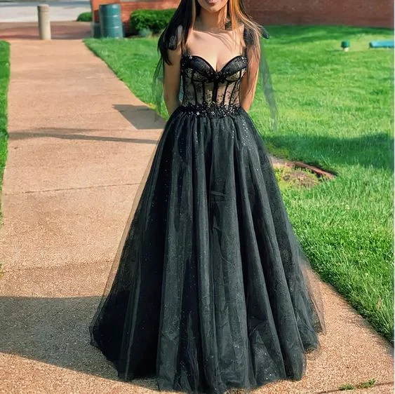 Black prom dresses, long evening dresses, fashion evening dresses    S1983