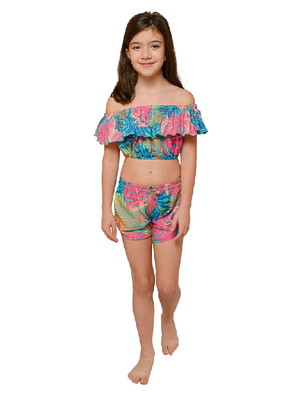 Flounced top and short set for girls