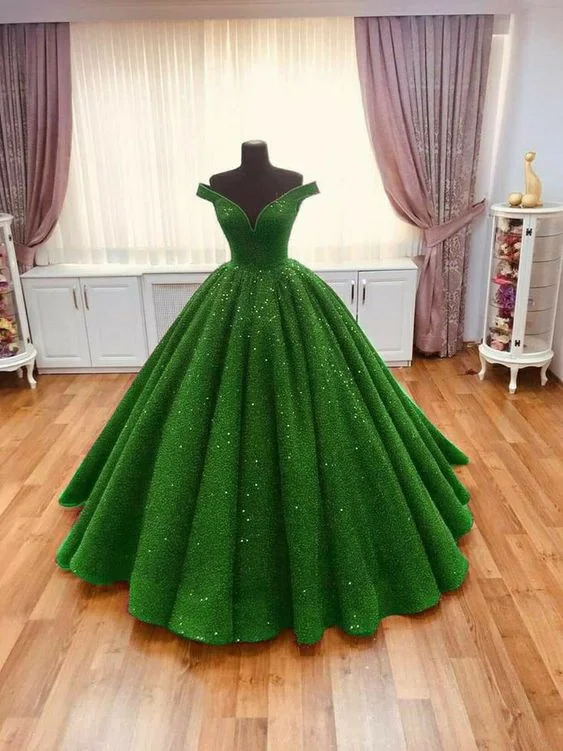 Green Ball Gown Evening Dress Floor Length Prom Dress   S1651