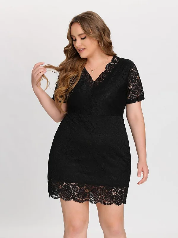 Lace Short Sleeve Dress