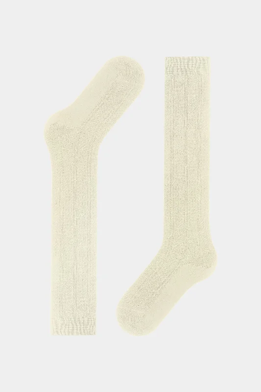 Off-White Needlepoint Knee High