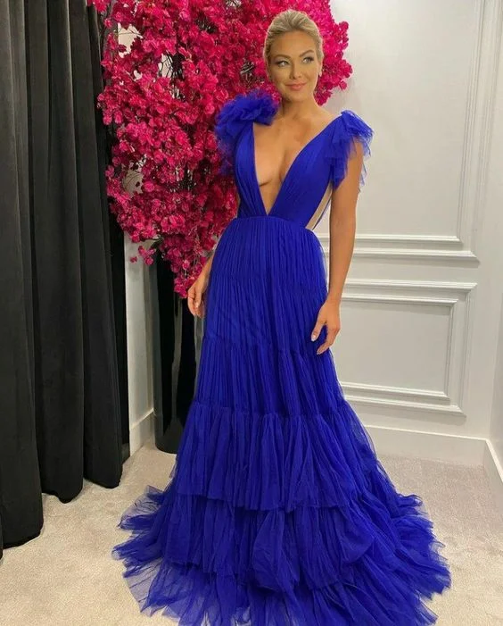 Royal Blue Long Party Formal Prom Dresses for Girls     S2246