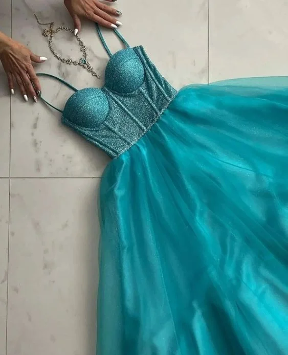 Teal Gown Long Dresses Unique Prom Dress S2040