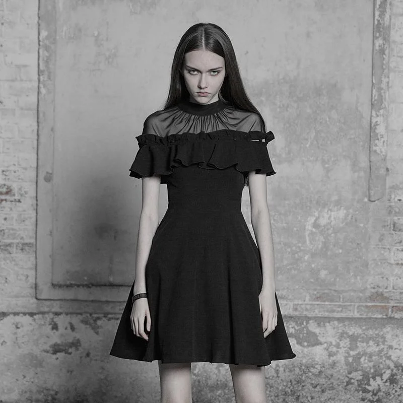 Women's Detachable Frill Short Punk Dress