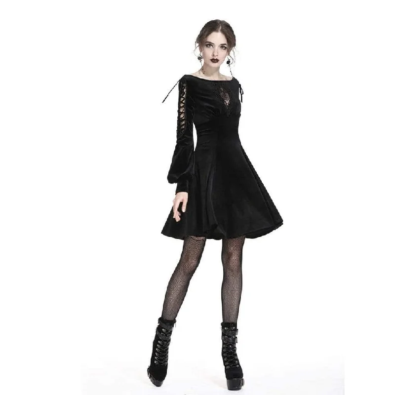 Women's Goth Short Dress With Net Inset