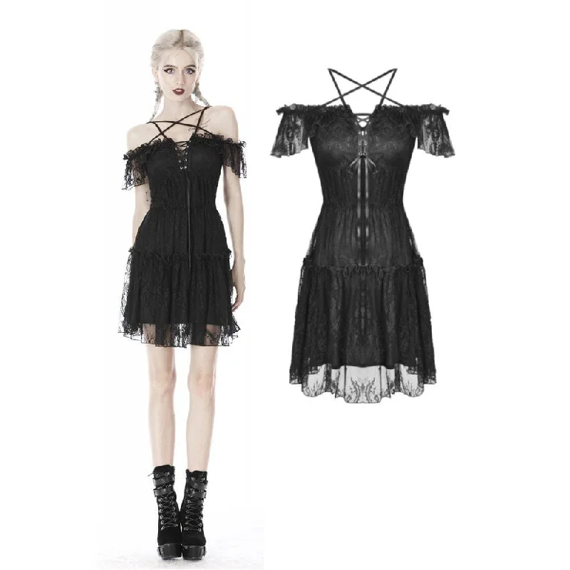 Women's Gothic Lace Star-line Chest Short Sleeved Lace Dresses