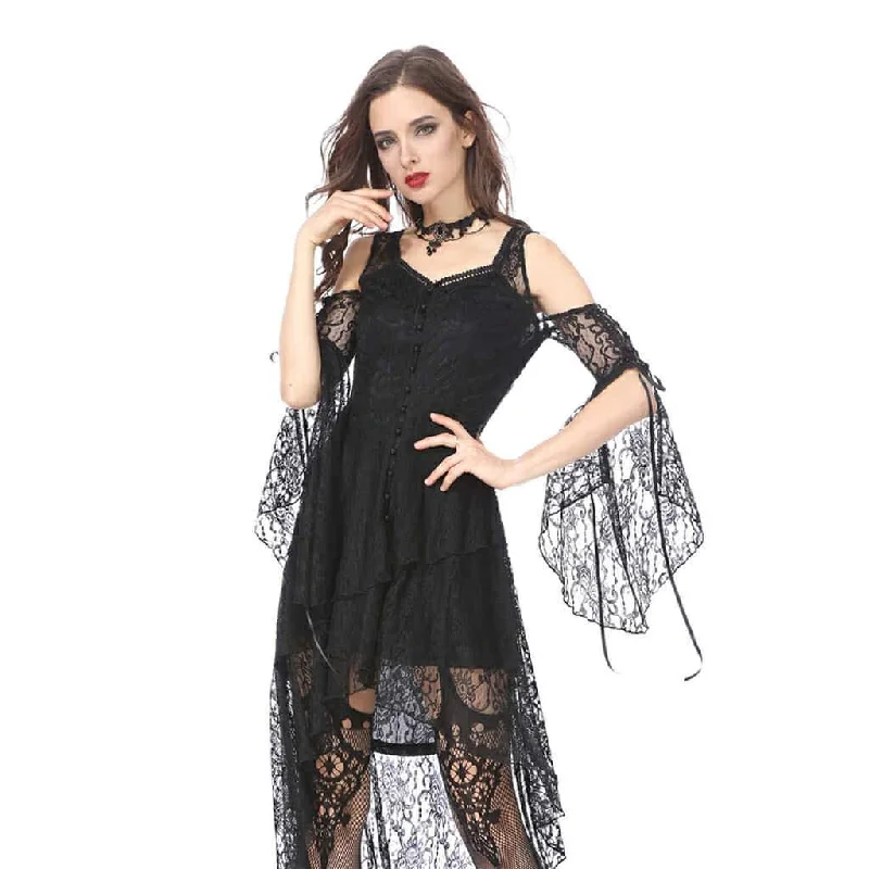 Women's Lave Overlaid Short Black Goth Dress