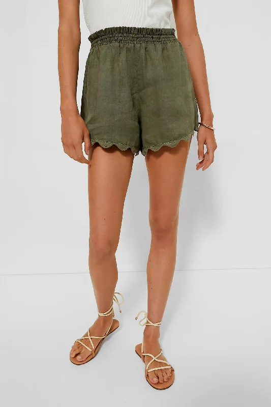 Army Green Linen Ava Short