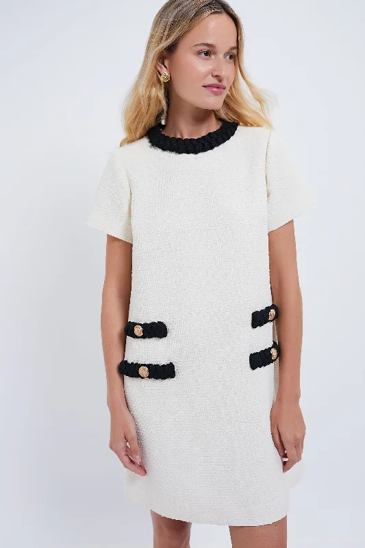 Cream Tweed Short Sleeve Jackie Dress