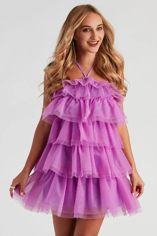 Janice Tulle Halter Short Dress